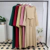 Abayas musulmanes pour femmes, Kaftans, Robe de prière maxi longue avec ceinture, Manches longues, Vêtements islamiques, Jilbabs, Robes de Ramadan