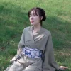 corset kimono traditionnel japonais pour femme, large ceinture, bretelles imprimées bronzantes, robe haori obi, taille asiatique hanfu, environnement