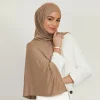 Hijab en Jersey de haute qualité avec bon point, écharpe musulmane unie, extensible, couleur unie, Turban doux, châle enveloppant la tête