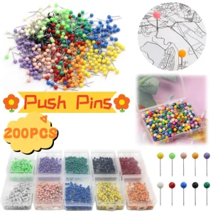 Perles de couleur marquage de tête punaises tête de boule ronde punaises décoratives carte punaises Photo Bulletin panneau de liège mur bricolage artisanat