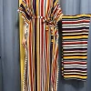 abayas pour femmes 2023 imprimé rayure verticale glands élasticité coupe ample femme robe femme africaine robes avec ceinture foulard