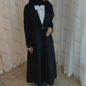 Abayas Dubai de luxe pour femmes, veste élégante, blazer 1 pièce, un bouton, personnalisé, solide, document, revers cranté, formel, tenues de bureau musulmanes Abayas Dubai de luxe pour femmes, veste élégante, blazer 1 pièce, un bouton, personnalisé, solide, document, revers cranté, formel, tenues de bureau musulmanes
