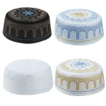 Chapeaux de prière musulmans pour hommes, casquettes brodées en coton, chapeau arabe, chapeau islamique d&rsquo;Arabie saoudite, turban, hijab, casquette juive, écharpe de sauna islamique, vêtements
