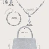 sac de dîner pour femmes élégant, léger, simple et brillant, associé à des charmants colliers, bracelets et boucles d'oreilles en strass, magnifique pochette pour femmes, est un portefeuille parfait pour les fêtes, les mariées et les étudiants il est un meilleur cadeau pour tout le monde.