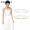 Ceintures élastiques en chaîne dorée pour femmes, taille en métal argenté, feuille extensible, ceinture dorée, jupe habillée, Riem SKinnny