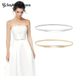 Ceintures élastiques en chaîne dorée pour femmes, taille en métal argenté, feuille extensible, ceinture dorée, jupe habillée, Riem SKinnny