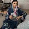 Sisakia dubaï imprimé fleuri ouvert Abaya Caftan Marocain Femme Hijab vêtements femmes