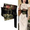 Kimono japonais traditionnel Yukata Obi, ceinture grue à imprimé Floral Haori, brocart Jacquard, accessoires de décoration de chemise