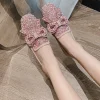 chaussures plates rétro légères pour femmes, mocassins décontractés à enfiler, nœud papillon, perles, automne, nouveau, 2023