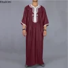 abaya robe musulmane blanche brodée pour homme, style ethnique décontracté, ramadan, crème, zina, islam, kameez, galabia, printemps, nouveau, 2025