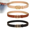 Ceinture tendance pour femmes, Triple boucle ronde, Simple et polyvalente, pour jeunes, en cuir PU, associée à des ceintures en jean pour dames