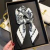 foulard carré en soie pour femmes, foulard de luxe imprimé floral, bandeau en satin doux, sac à mains, ruban, hijab, bandeau, nouvelle collection