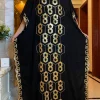 robe africaine brodée de fleurs avec Écharpe, grande taille, pour femme musulmane, à paillettes, vêtements longs noirs, nouvelle collection 2021