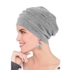 Bonnet en coton pour femme, bonnet chimio, turban double couche, doublure en satin doux, hijab froissé, casquettes intérieures Hijab