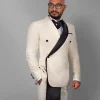 Costumes de mariage 2 pièces pour hommes, Style Beige, coupe cintrée, Blazer à Double boutonnage, Tuxedos de marié d&rsquo;affaires, Costume de bal de fête