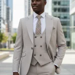 Costume trois pièces Beige gris pour hommes, élégant, coupe cintrée, formel, bureau et loisirs, Banquet, ensemble de marié, robe de mariée