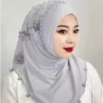 Foulard islamique respirant avec nœud supérieur élégant, Hijab pour Ramadan, couleur unie, une pièce, casquette enveloppante pour la tête