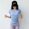 haut de sport respirant à dos creux à séchage rapide, t shirt de yoga léger à manches courtes pour la course à pied et le fitness