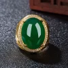 bagues en argent avec pierres précieuses vertes pour femmes et hommes, bijoux fins, chrysoprase verte, bague de luxe