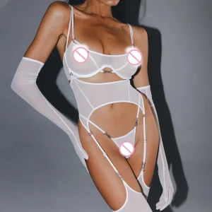 AVELINE 2025 maille transfrontalière confortable ceinture respirante avec bas corps façonnage Ultra mince Sexy fendu cinq pièces ensemble