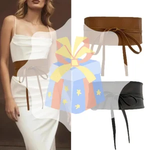 Ceinture Boho en Faux cuir pour femmes, avec nœud papillon, Style Obi, ceinture cintrée, noire, marron, large, Corset