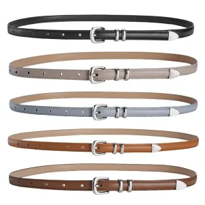 Ceinture en cuir PU pour femme, broche argentée, ceinture strucmince, tendance de la mode, ceinture rétro gothique simple, accessoires polyvalents pour jeans