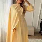 Abaya – ensemble Hijab en Satin élégant, robe Maxi avec ceinture, manches longues, robe de soirée formelle pour femmes, couleur unie, robes de Festival, tenue