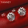 boucles d'oreilles rondes nouées tressées en argent sterling 925 pour femmes, bijoux de fiançailles, accessoires de fête