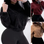 Sweat à capuche pour femme, mode coréenne, oreilles d&rsquo;ours, mignon, ample, moelleux, chaud, haut à manches longues, pull solide, hiver 2025