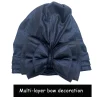 casquette turban femme élégante avec nœud multicouche africain prêt gele couvre chef dame bandeau bonnet or turbante mujer