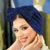 mode strass femmes hijab nœud papillon musulman dames turban bonnet doux élastique tête enveloppement foulard chapeaux indiens