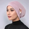 bonnet hijab en jersey de coton pour femme musulmane, sous Écharpe avec trou d'oreille, frontal rond