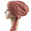 turban en dentelle florale pour femmes musulmanes, bonnets arabes islamiques, chapeau de chimio, vêtements de sauna, chapeau hijab, longue queue, ramadan, casquette, nouveau