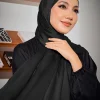 Écharpe hijab en satin à rayures texture unie pour femme, châles, turban instantané, 170x70cm