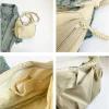 sac à bandoulière en tissu doux pour femmes, couleur unie, style étudiant décontracté, grands sacs à main, sacs hobos pour femmes