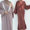Robe Abaya d’allaitement douce pour femme, vêtements islamiques, manches bouffantes, fermeture éclair latérale sur le devant, robes modestes, Nida Robe Abaya d’allaitement douce pour femme, vêtements islamiques, manches bouffantes, fermeture éclair latérale sur le devant, robes modestes, Nida