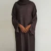 robe abaya ample et fermée pour femmes, robe musulmane pull, poignets fendus, vêtements d'extérieur hijabi décontractés, vêtements islamiques de dubaï, ramadan