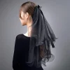 voile de tête de mariée noir vintage double couche de gaze maille dentelle voile femmes filles fête chapeaux accessoires photos accessoires