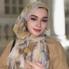 Écharpe hijab imprimée de fleurs pour femme musulmane, simple, petit châle en fil asus, turban de sauna, niqab, nouvelle collection automne et hiver