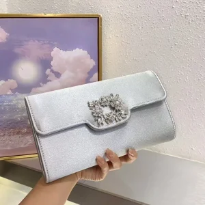 Pochette en Satin de luxe pour femmes, sac à main à paillettes et diamants, sac de soirée pour fête de mariage, Banquet, sac à bandoulière