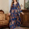 nouvelle robe imprimée musulmane pour femmes, parfaite pour un usage quotidien, élégante, mode moyen orient, abaya en satin, robe longue de dubaï saoudien
