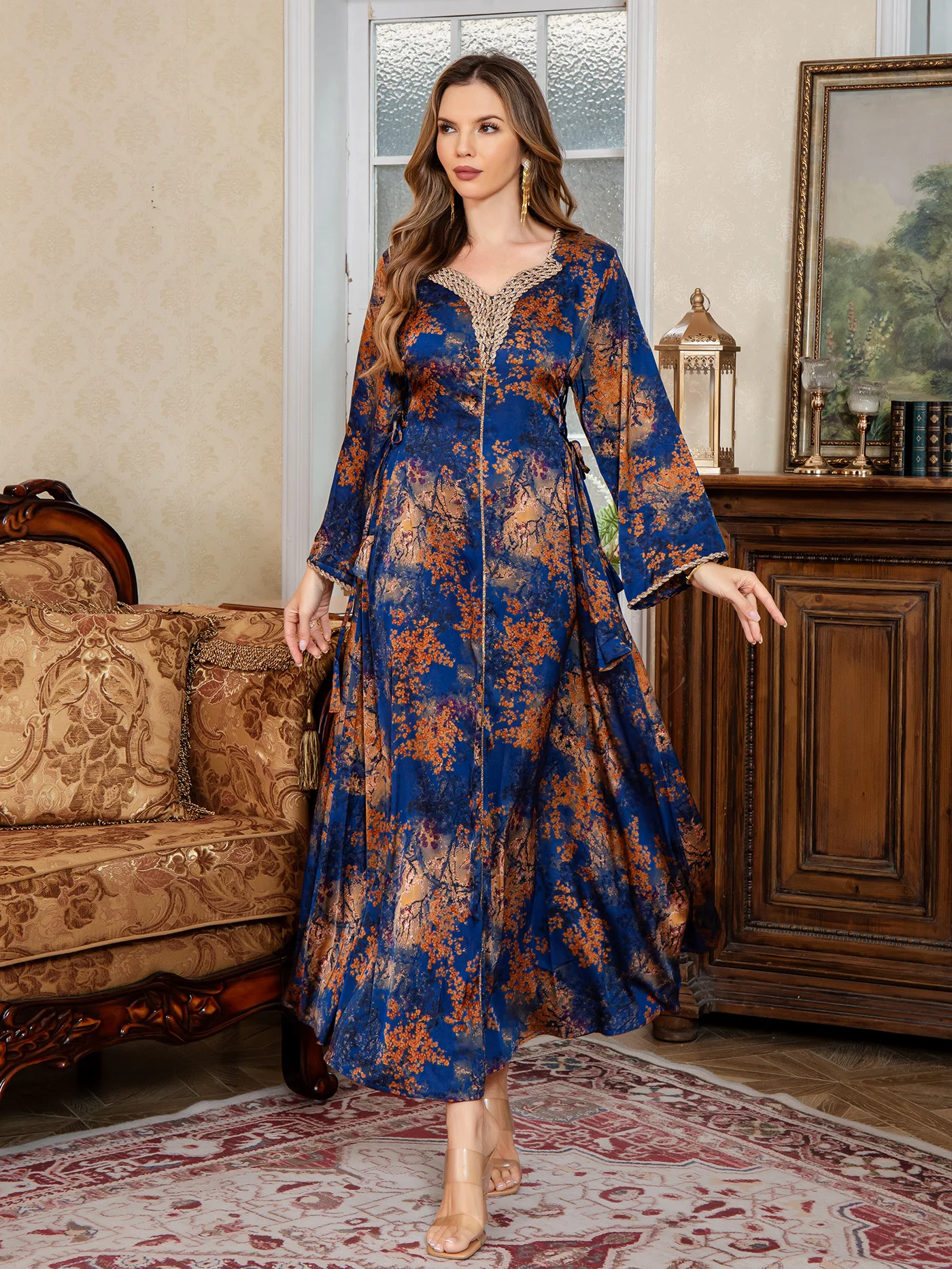 nouvelle robe imprimée musulmane pour femmes, parfaite pour un usage quotidien, élégante, mode moyen orient, abaya en satin, robe longue de dubaï saoudien