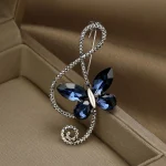 Épingles papillon en strass pour femmes, unisexe, verre brillant, broches de notes musicales, événement, fête, sac à dos, décoration, accessoires pour vêtements