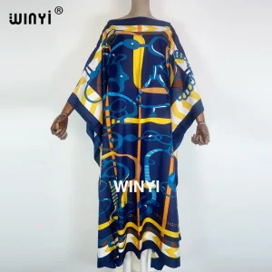 WINYI-Robe africaine maxi à fleurs pour femmes, abayas élégantes, style boho, manches longues, tenue de soirée, plage, été