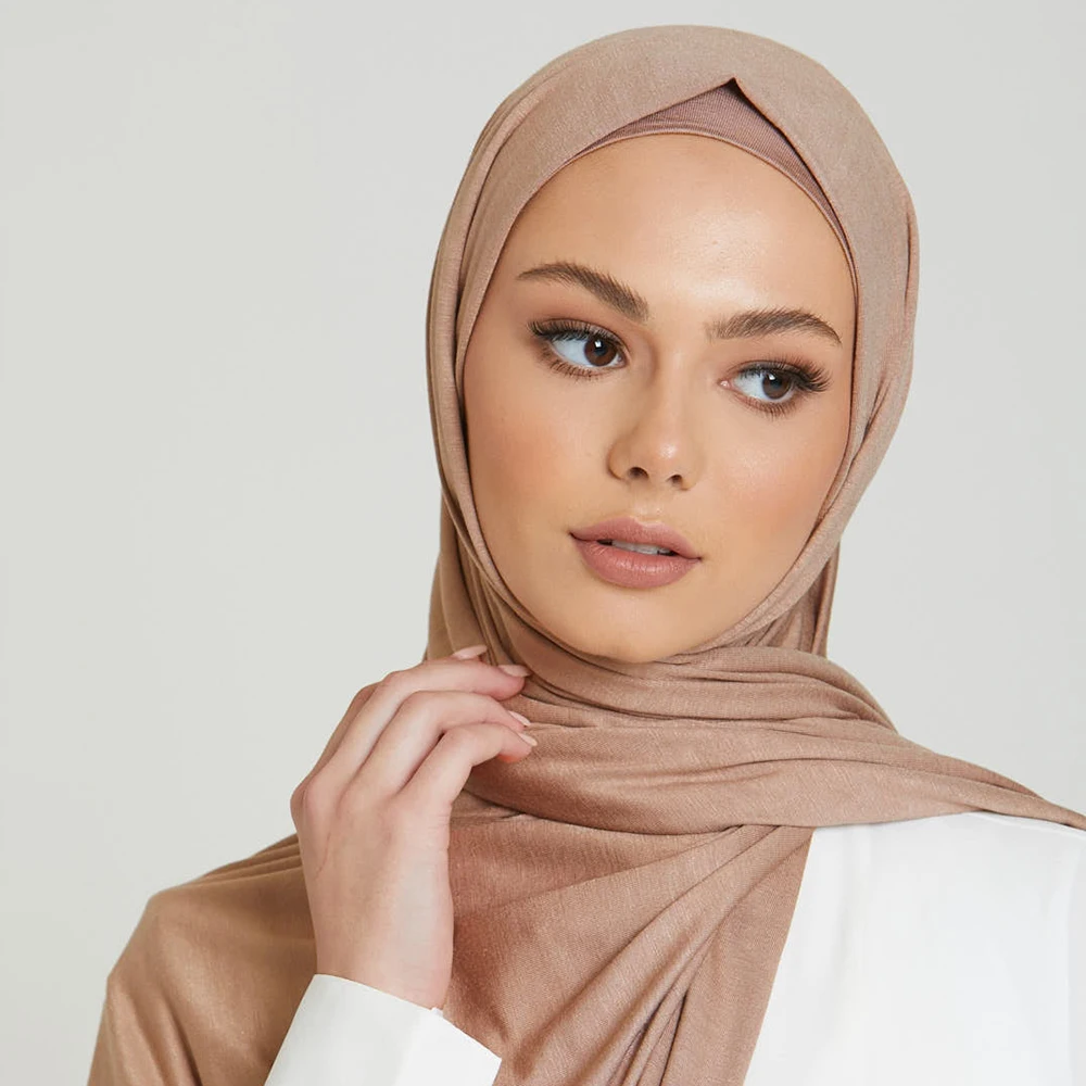 hijab en jersey uni pour femme, écharpe musulmane, châle long, jersey solide, turban, bonnes coutures, hijab premium, 43 couleurs