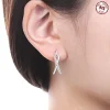 boucles d'oreilles simples entrelacées en argent sterling 925, boucles d'oreilles pour femmes de haute qualité, vêtements quotidiens élégants pour femmes, luxe parfait et