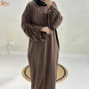uni nouveau abaya 2025 islamique femmes vêtements modeste abaya femmes robe musulmane fermé abaya dubaï froncé cordon manches