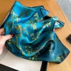 injplanchers f foulard carré de luxe pour femme, bandeau de sauna de haute qualité, foulard de la présidence féminine, châle enveloppant, hijab bandana, 100%