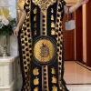 robe d'été en coton à manches courtes pour femme, boubou, maxi islam, grande écharpe, africain, abaya, estampage doré, design pomme, nouveau
