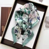 foulard carré de luxe en soie 70cm pour femmes, bandanas, bandeau élégant pour dames, imprimé floral vert, foulard, ruban de sac hijab